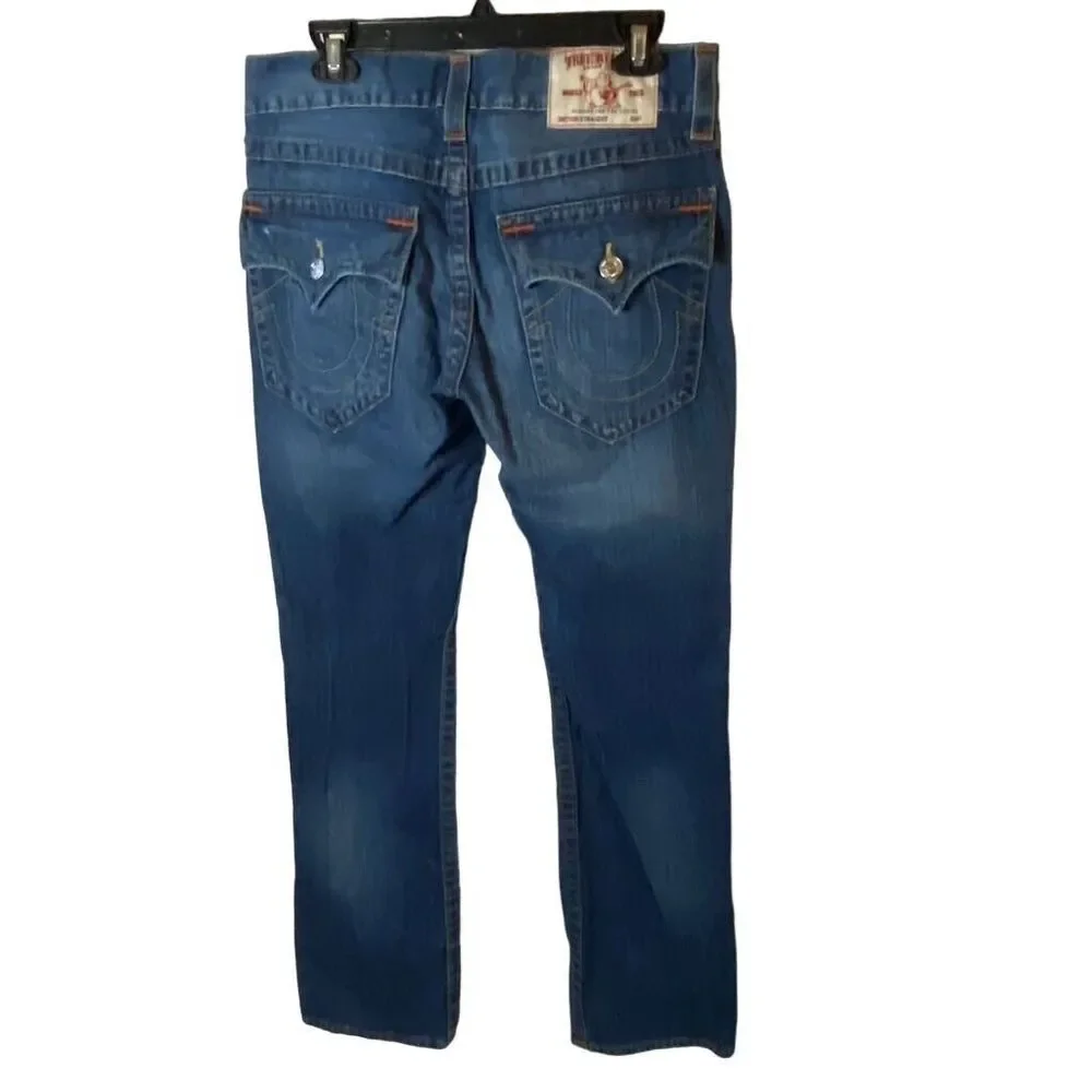 True Religion Jeans Mens Straight Flap Pocket‎ Dark Wash Denim Size 32x32.5
